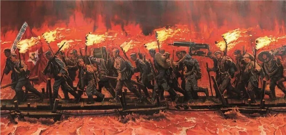 油画《四渡赤水出奇兵》(局部 邵亚川